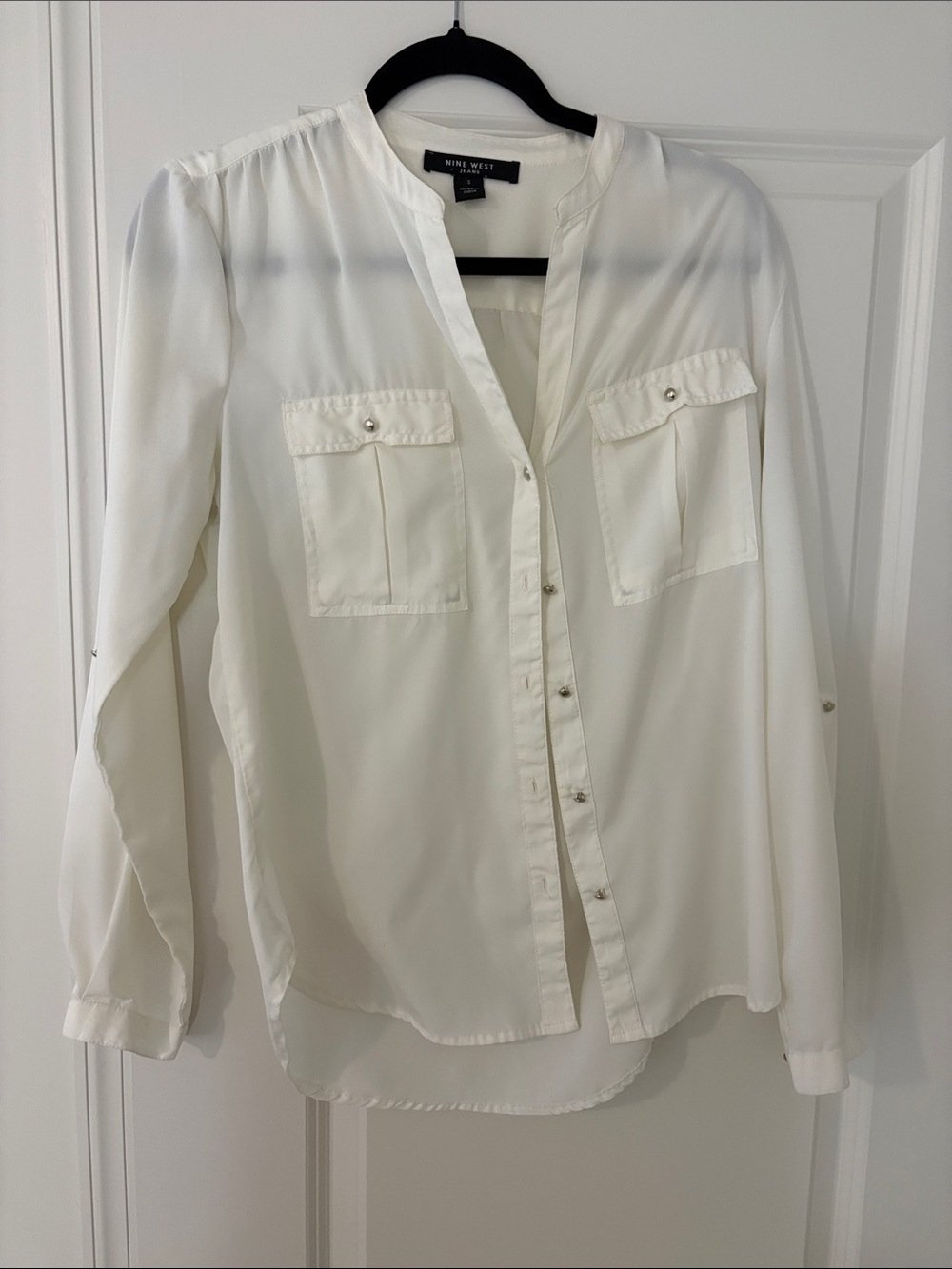 Nine West Ivory Button-Front Utility Shirt